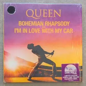 Queen – Bohemian Rhapsody b/w I'm In Love With My Car: 7" 2019 EU Press Purple/Yellow Vinyl (יד שנייה)
